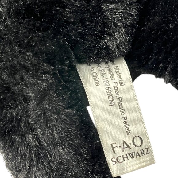 FAO Schwarz Black Panther Cat Floppy Plush 15” Laying Down Golden Eyes Soft - Picture 11 of 13